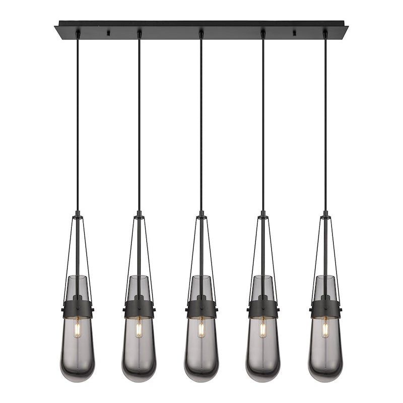 Innovations Milan 5Lt 4" Cord Linear Pendant, BK/SM - 125-452-1P-BK-G452-4SM