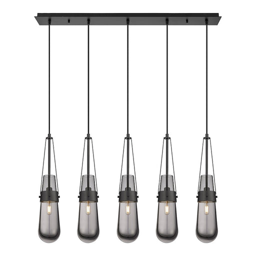 Innovations Milan 5Lt 4" Cord Linear Pendant, BK/SM - 125-452-1P-BK-G452-4SM