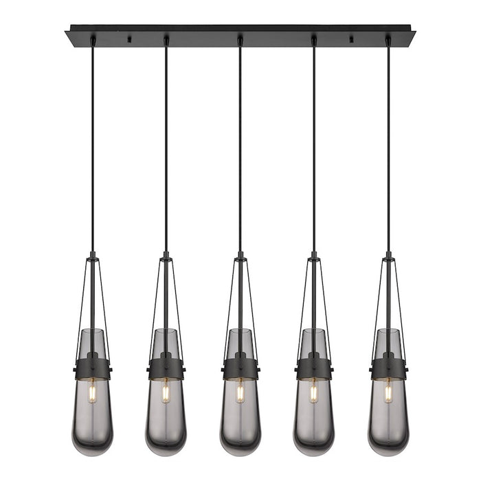 Innovations Milan 5Lt 4" Cord Linear Pendant, BK/SM - 125-452-1P-BK-G452-4SM