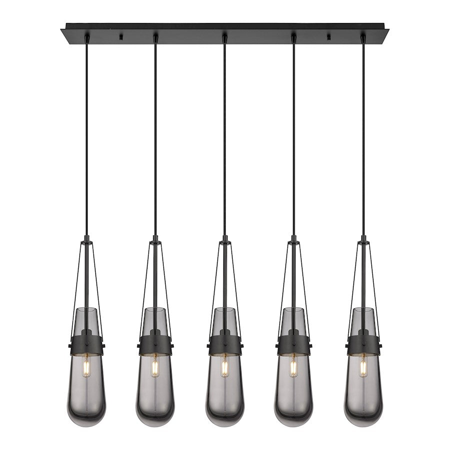 Innovations Milan 5Lt 4" Cord Linear Pendant, BK/SM - 125-452-1P-BK-G452-4SM