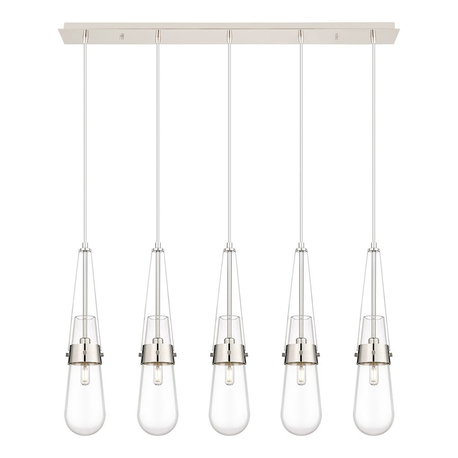 Innovations Milan 5Lt 4" Cord Linear Pendant, PN/Clear - 125-452-1P-PN-G452-4CL