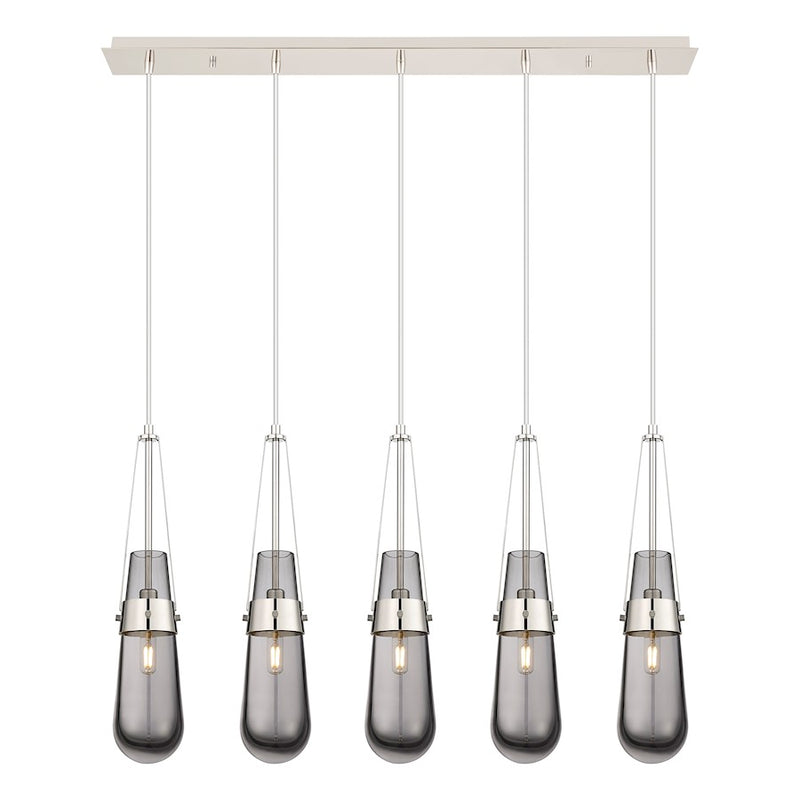 Innovations Milan 5Lt 4" Cord Linear Pendant, PN/Smoke - 125-452-1P-PN-G452-4SM