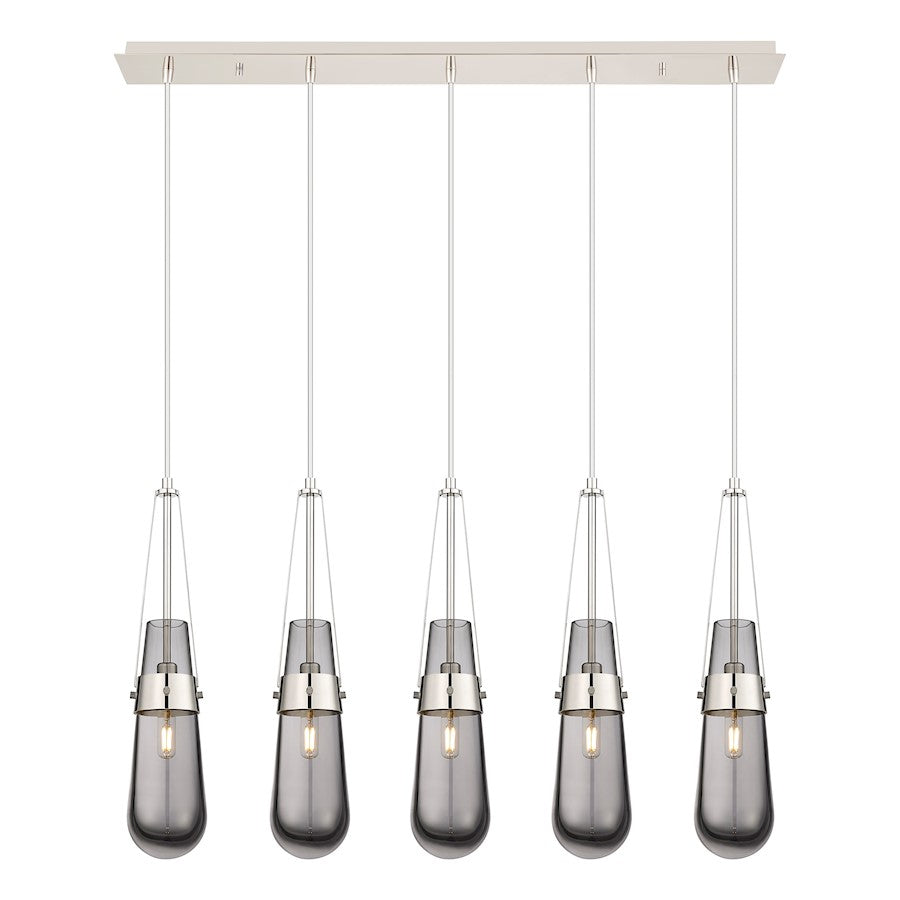 Innovations Milan 5Lt 4" Cord Linear Pendant, PN/Smoke - 125-452-1P-PN-G452-4SM