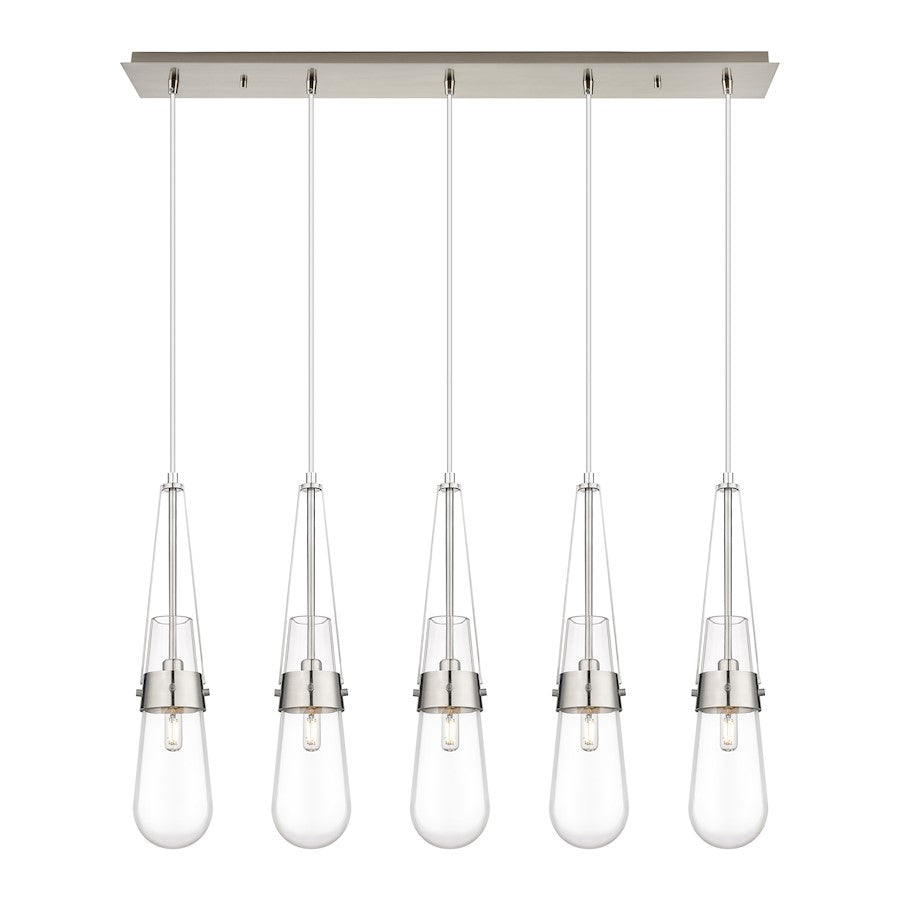 Innovations Milan 5Lt 4" Cord Linear Pendant, SN/Clear - 125-452-1P-SN-G452-4CL