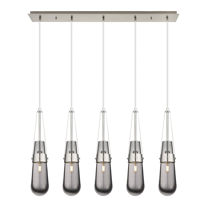 Innovations Milan 5Lt 4" Cord Linear Pendant, SN/Smoke - 125-452-1P-SN-G452-4SM