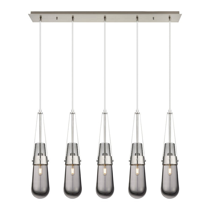 Innovations Milan 5Lt 4" Cord Linear Pendant, SN/Smoke - 125-452-1P-SN-G452-4SM