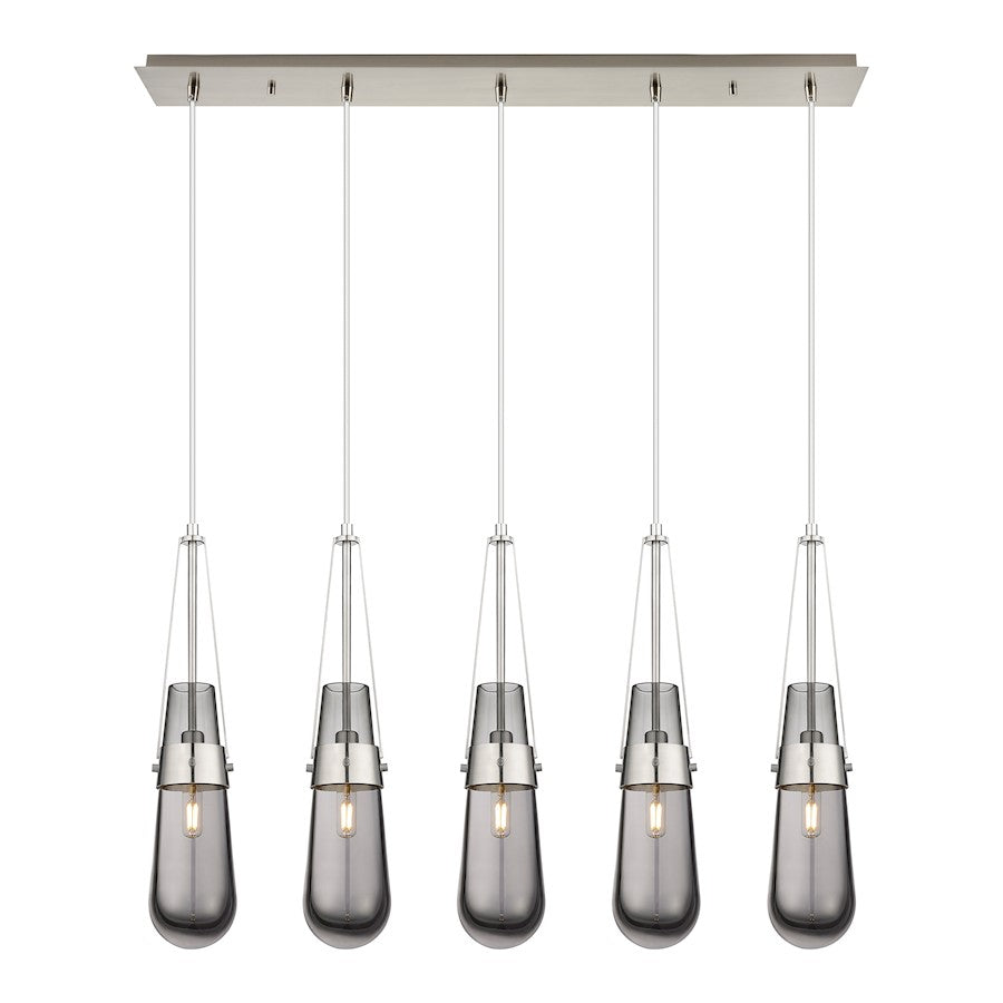Innovations Milan 5Lt 4" Cord Linear Pendant, SN/Smoke - 125-452-1P-SN-G452-4SM