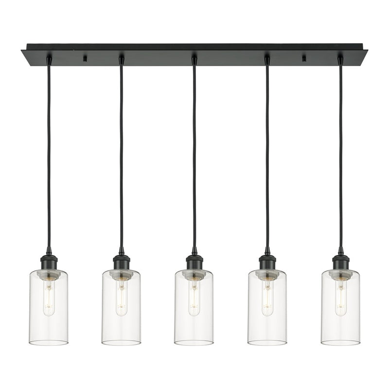 Innovations Crown Point 5Lt 37" Cord Linear Pendant, BK/CL - 125B-5P-BK-G434-7CL