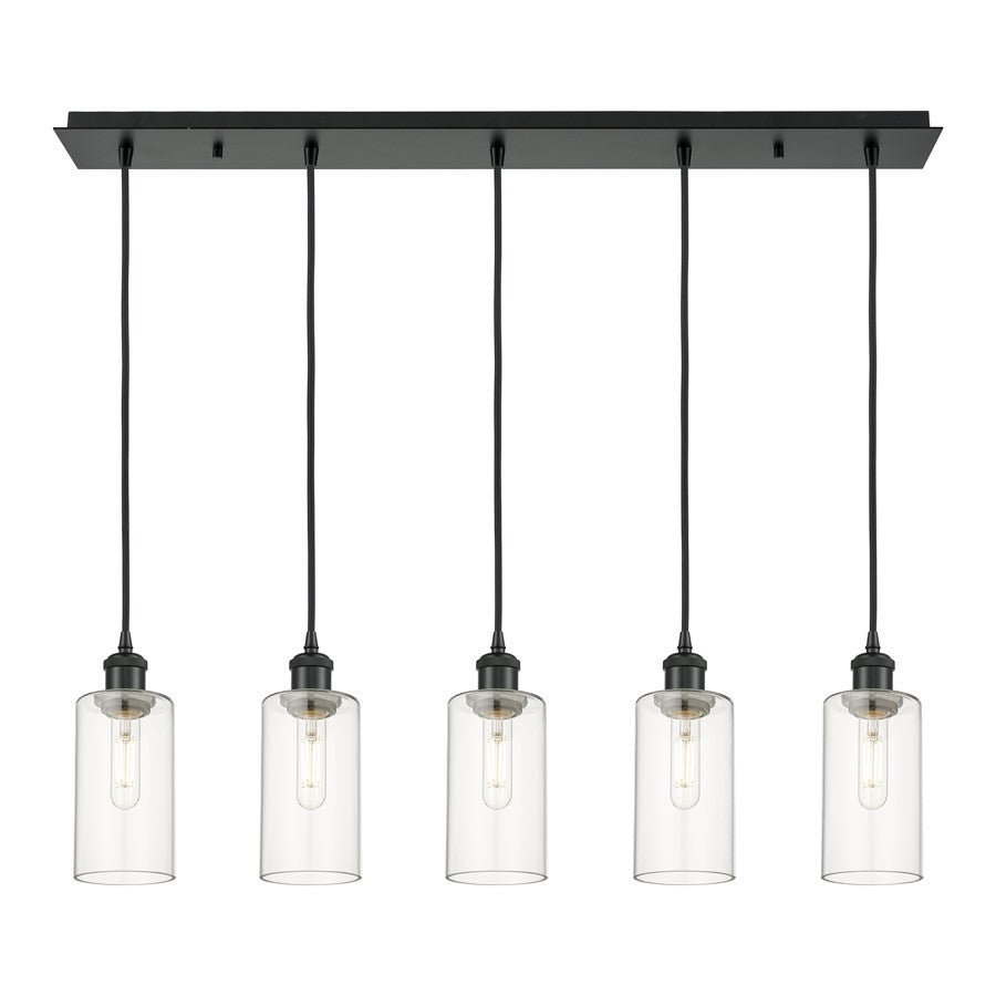 Innovations Crown Point 5Lt 37" Cord Linear Pendant, BK/CL - 125B-5P-BK-G434-7CL