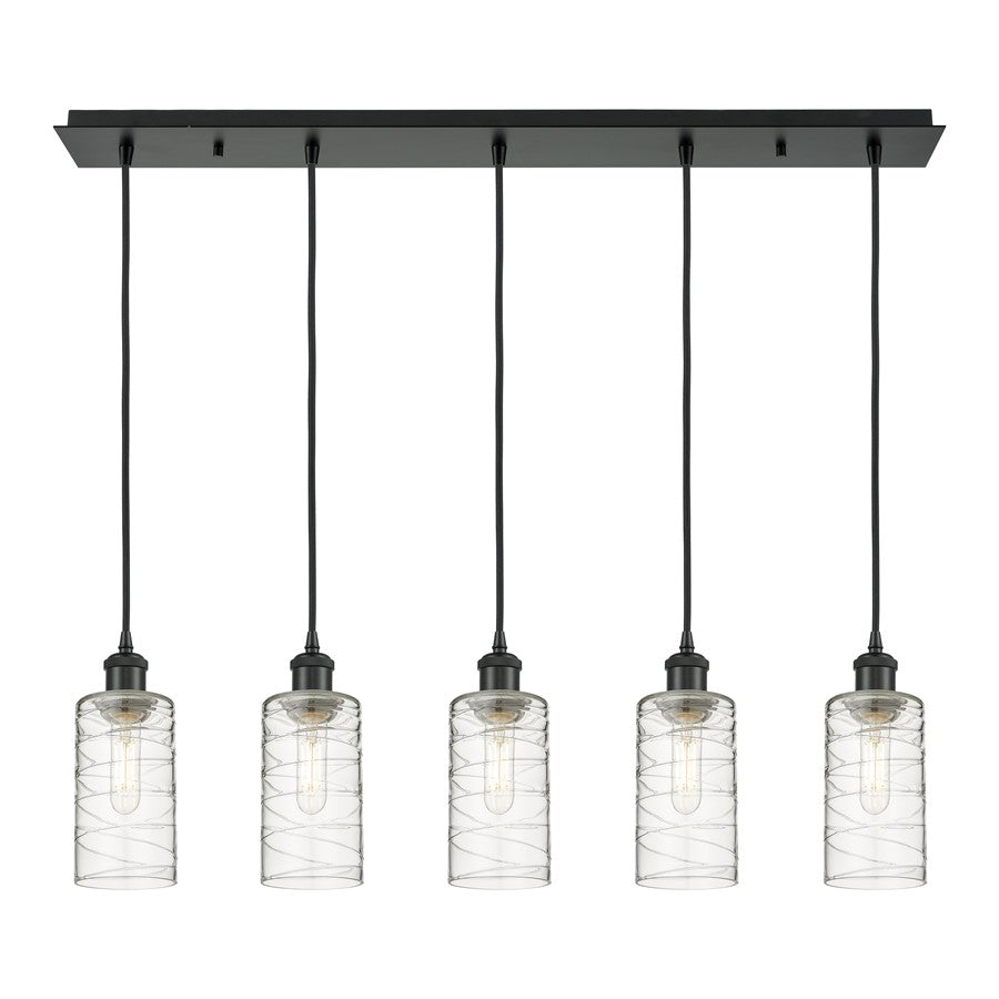 Innovations Crown Point 5Lt 37" Cord Linear Pendant, BK/DS - 125B-5P-BK-G434-7DE