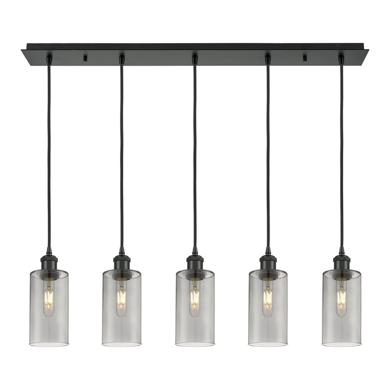 Innovations Crown Point 5Lt 37" Cord Linear Pendant, BK/SM - 125B-5P-BK-G434-7SM
