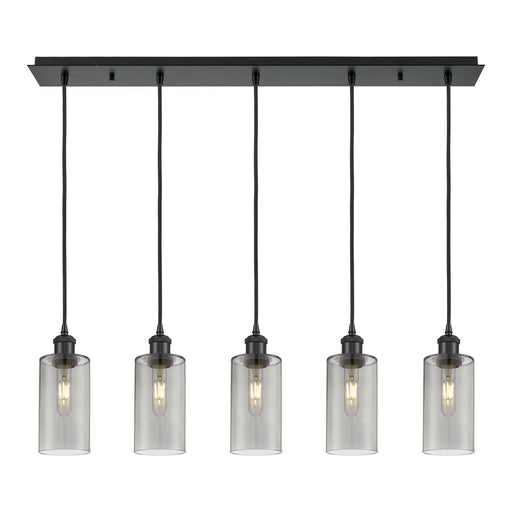 Innovations Crown Point 5Lt 37" Cord Linear Pendant, BK/SM - 125B-5P-BK-G434-7SM