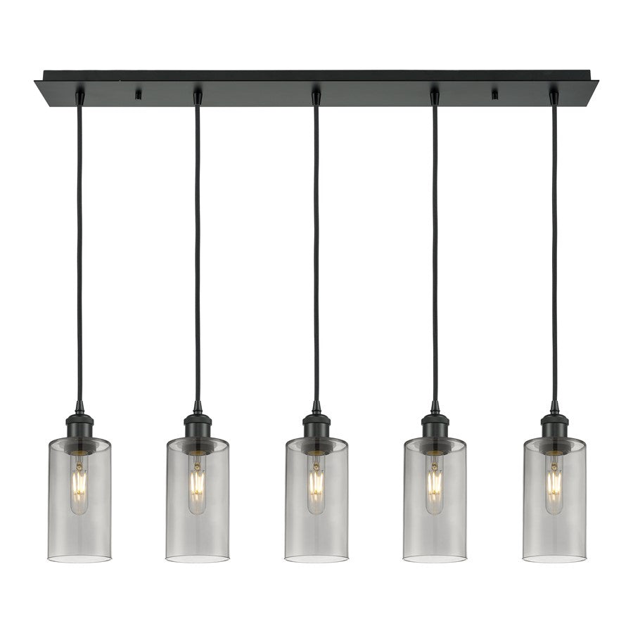 Innovations Crown Point 5Lt 37" Cord Linear Pendant, BK/SM - 125B-5P-BK-G434-7SM
