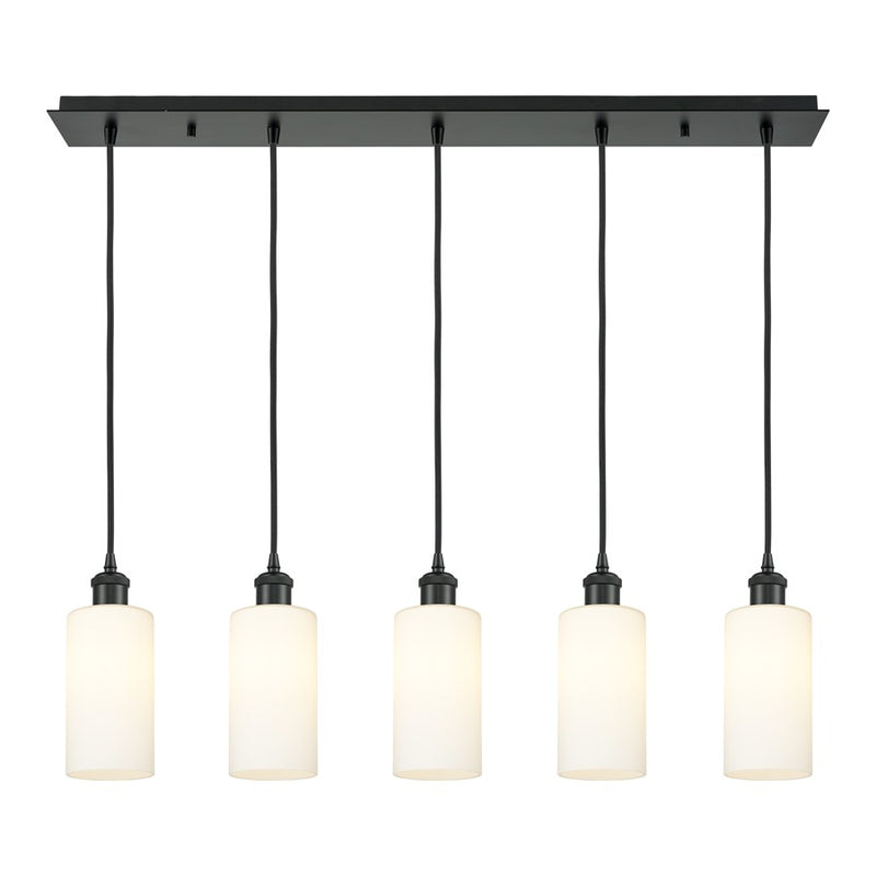 Innovations Crown Point 5Lt 37" Cord Linear Pendant, BK/WH - 125B-5P-BK-G434-7WH