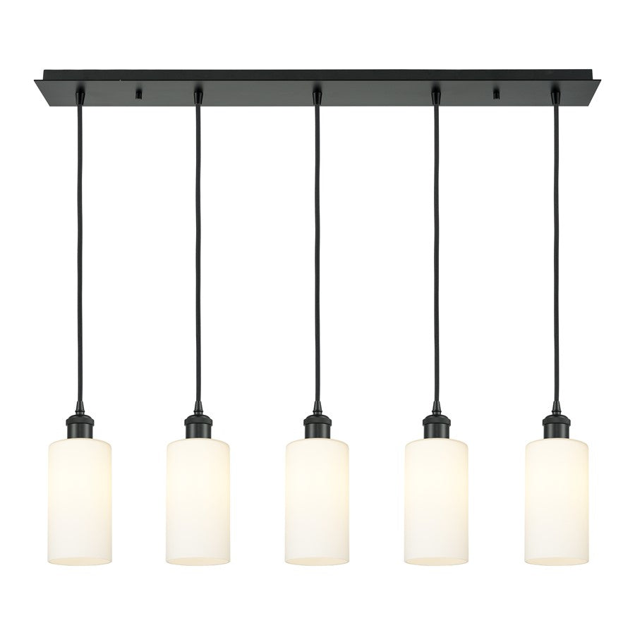 Innovations Crown Point 5Lt 37" Cord Linear Pendant, BK/WH - 125B-5P-BK-G434-7WH