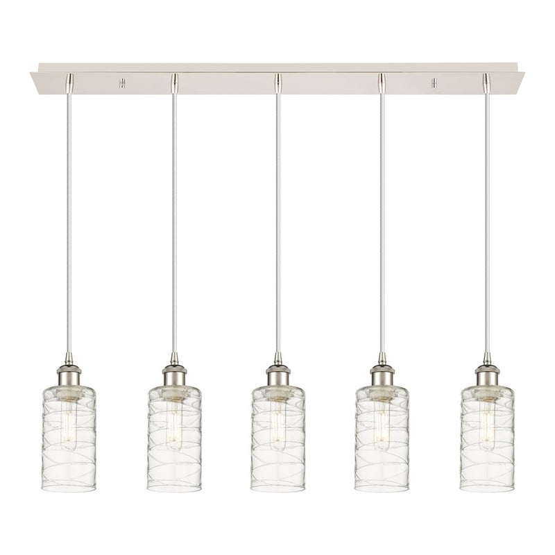 Innovations Crown Point 5Lt 37" Cord Linear Pendant, PN/DS - 125B-5P-PN-G434-7DE