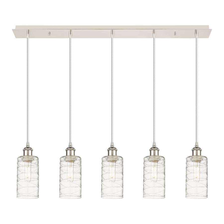 Innovations Crown Point 5Lt 37" Cord Linear Pendant, PN/DS - 125B-5P-PN-G434-7DE