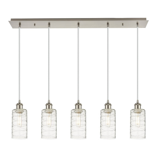 Innovations Crown Point 5Lt 37" Cord Linear Pendant, SN/DS - 125B-5P-SN-G434-7DE