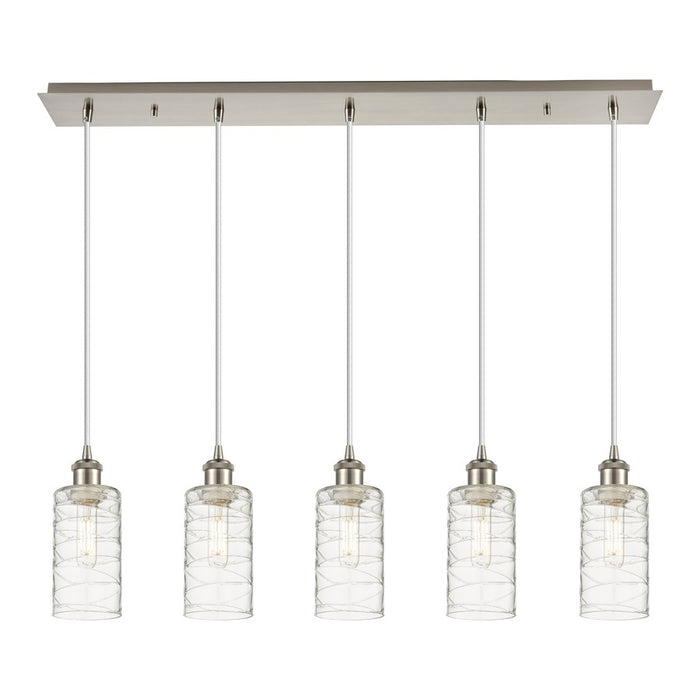 Innovations Crown Point 5Lt 37" Cord Linear Pendant, SN/DS - 125B-5P-SN-G434-7DE