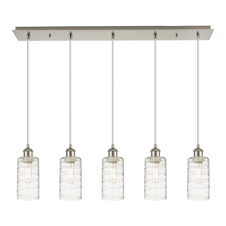 Innovations Crown Point 5Lt 37" Cord Linear Pendant, SN/DS - 125B-5P-SN-G434-7DE