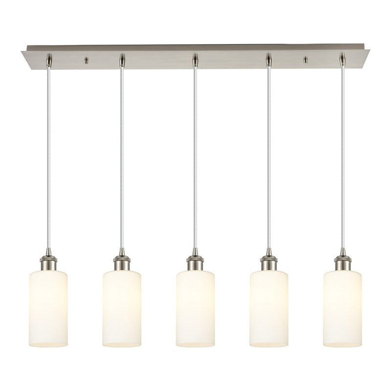 Innovations Crown Point 5Lt 37" Cord Linear Pendant, SN/WH - 125B-5P-SN-G434-7WH