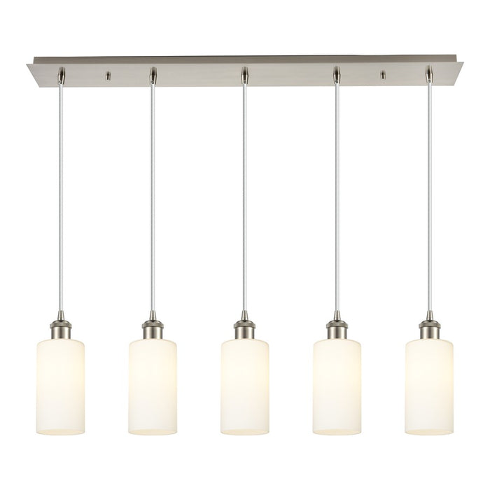Innovations Crown Point 5Lt 37" Cord Linear Pendant, SN/WH - 125B-5P-SN-G434-7WH