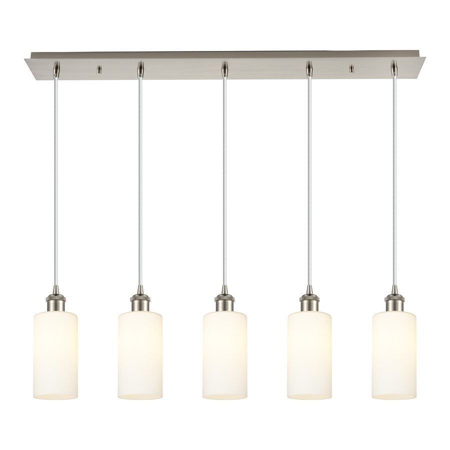 Innovations Crown Point 5Lt 37" Cord Linear Pendant, SN/WH - 125B-5P-SN-G434-7WH