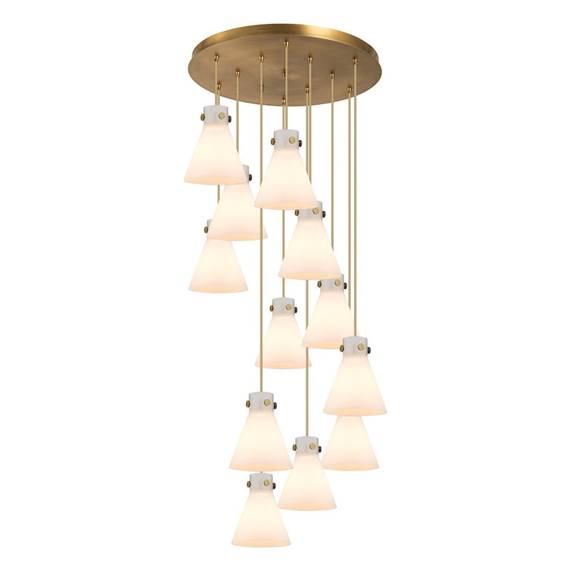 Innovations Newton-C 12Lt 8" CM Pendant, 24" Cpy, BS/W - 126-410-1PS-BB-G411-8WH