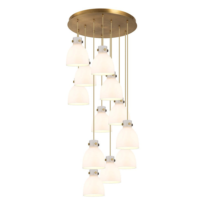 Innovations Newton-B 12Lt 8" CM Pendant, 24" Cpy, BS/W - 126-410-1PS-BB-G412-8WH