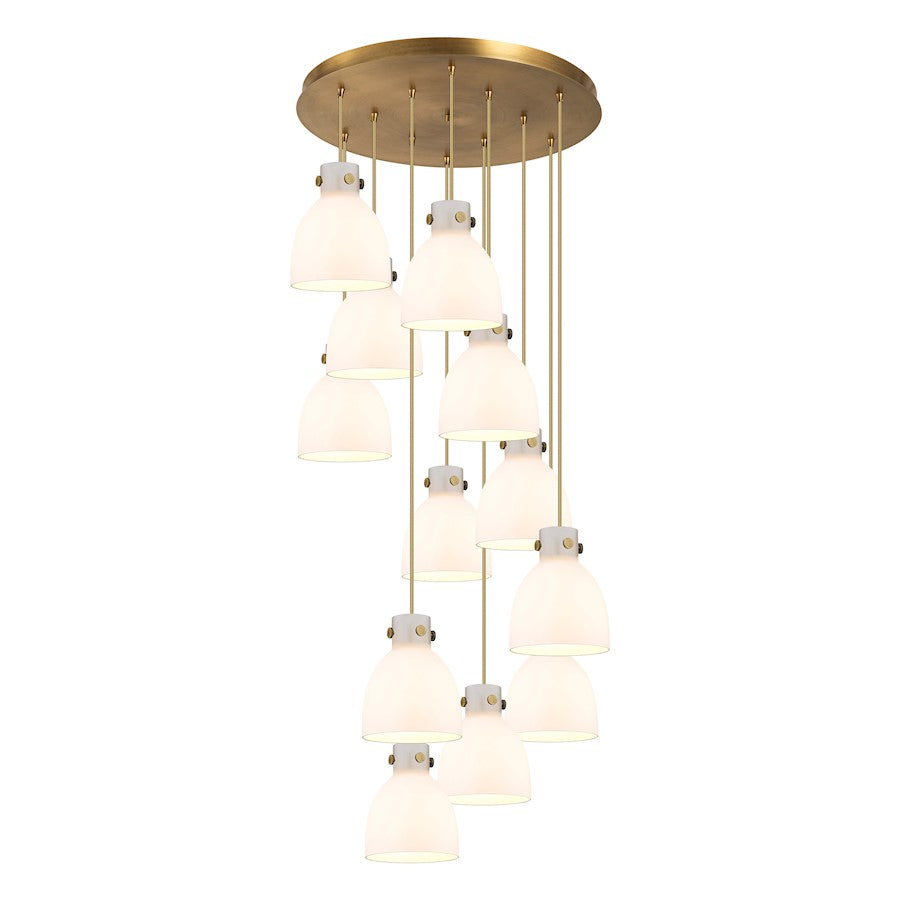Innovations Newton-B 12Lt 8" CM Pendant, 24" Cpy, BS/W - 126-410-1PS-BB-G412-8WH