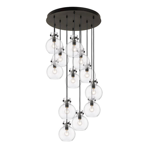 Innovations Newton-S 12Lt 8" CM Pendant, 24" Cpy, B/CL - 126-410-1PS-BK-G410-8CL