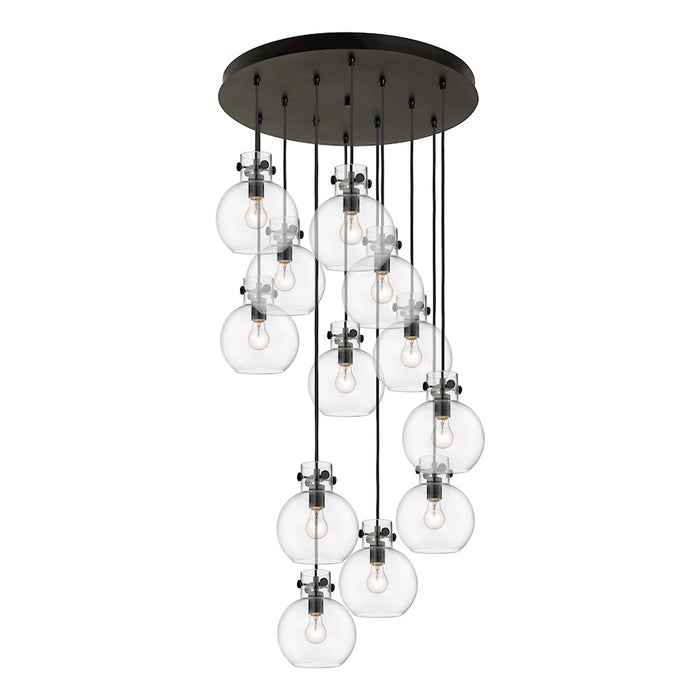 Innovations Newton-S 12Lt 8" CM Pendant, 24" Cpy, B/CL - 126-410-1PS-BK-G410-8CL
