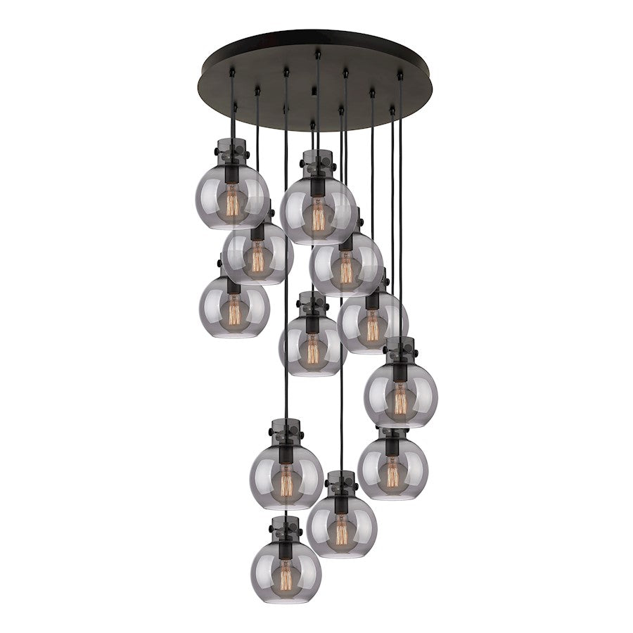 Innovations Newton-S 12Lt 8" CM Pendant, 24" Cpy, B/SM - 126-410-1PS-BK-G410-8SM