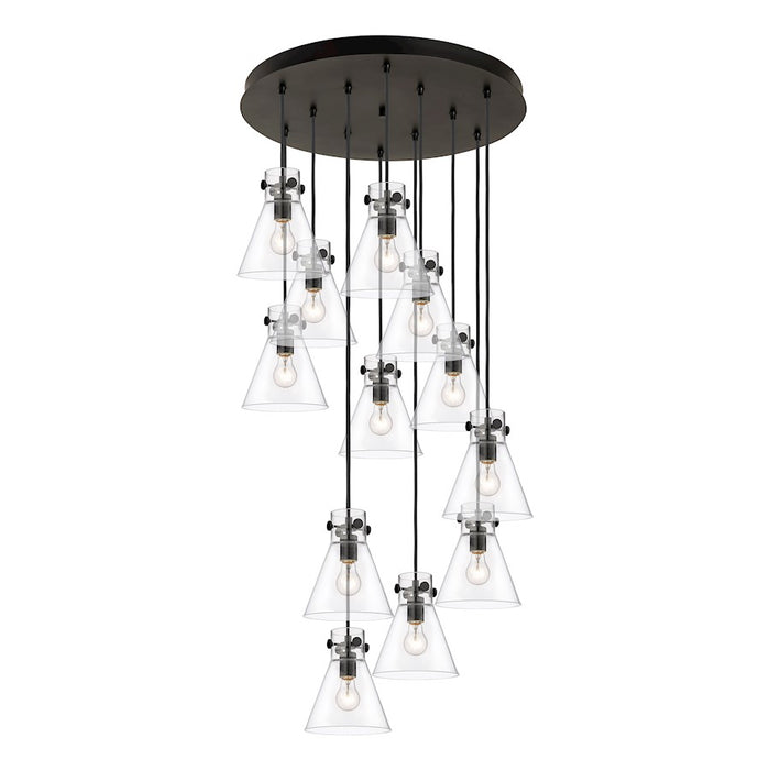 Innovations Newton-C 12Lt 8" CM Pendant, 24" Cpy, B/CL - 126-410-1PS-BK-G411-8CL