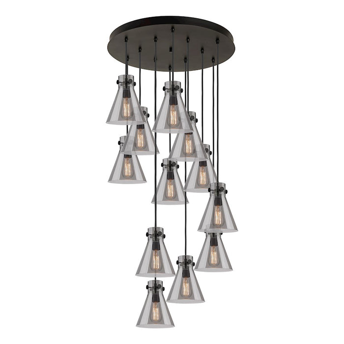 Innovations Newton-C 12Lt 8" CM Pendant, 24" Cpy, B/SM - 126-410-1PS-BK-G411-8SM