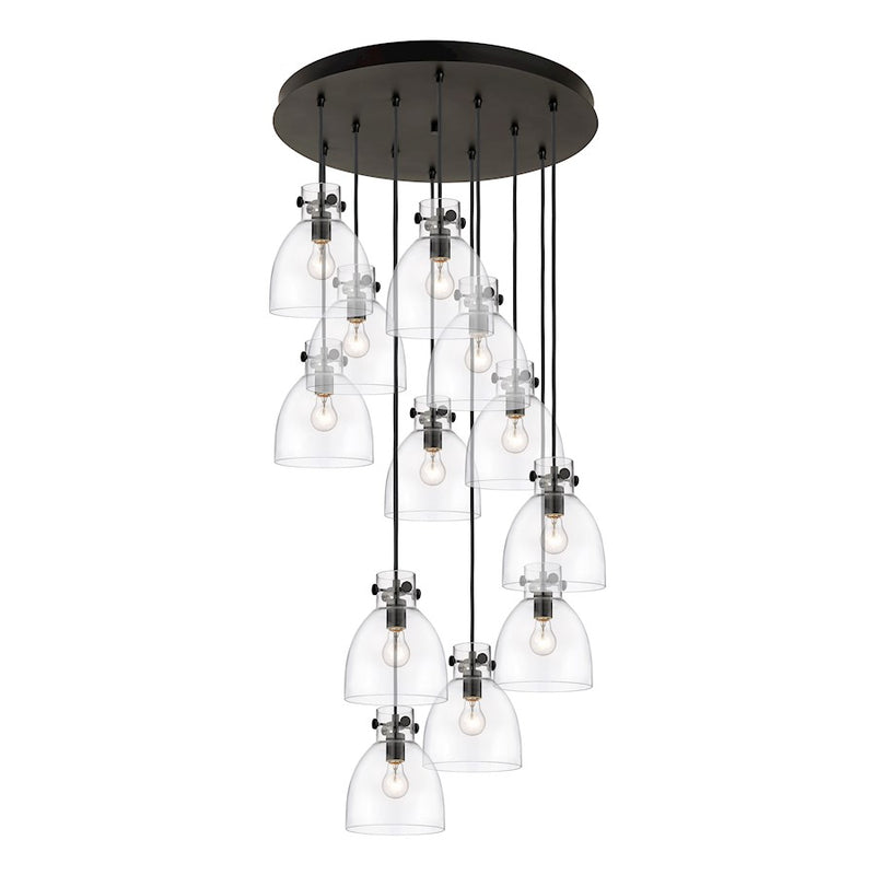 Innovations Newton-B 12Lt 8" CM Pendant, 24" Cpy, B/CL - 126-410-1PS-BK-G412-8CL