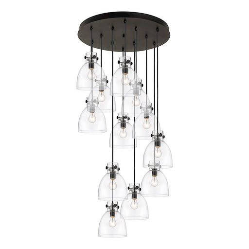 Innovations Newton-B 12Lt 8" CM Pendant, 24" Cpy, B/CL - 126-410-1PS-BK-G412-8CL