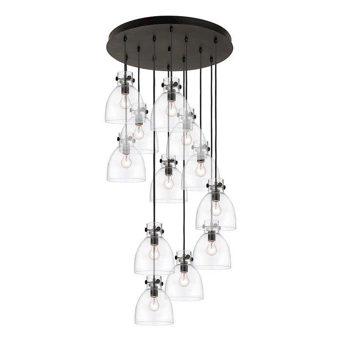 Innovations Newton-B 12Lt 8" CM Pendant, 24" Cpy, B/CL - 126-410-1PS-BK-G412-8CL