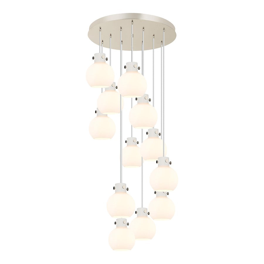 Innovations Newton-S 12Lt 8" CM Pendant, 24" Cpy, PN/W - 126-410-1PS-PN-G410-8WH