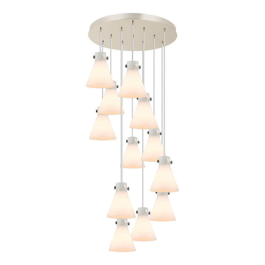 Innovations Newton-C 12Lt 8" CM Pendant, 24" Cpy, PN/W - 126-410-1PS-PN-G411-8WH