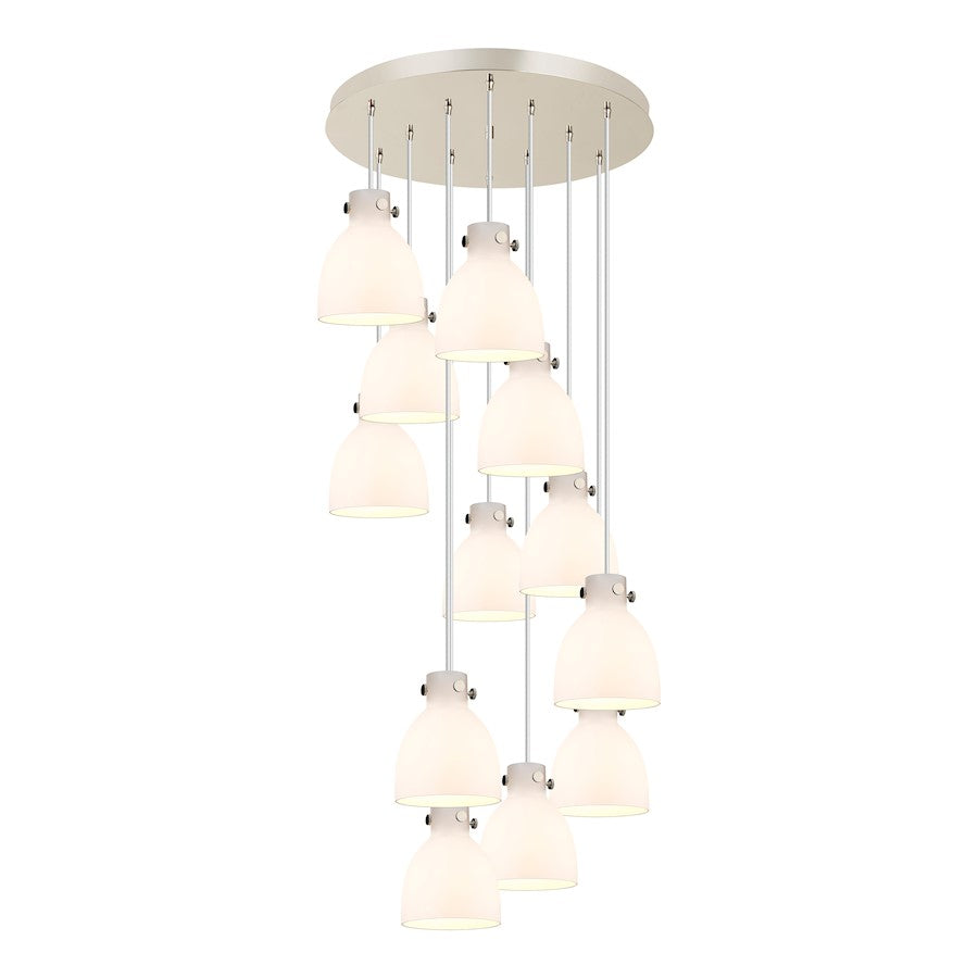 Innovations Newton-B 12Lt 8" CM Pendant, 24" Cpy, PN/W - 126-410-1PS-PN-G412-8WH