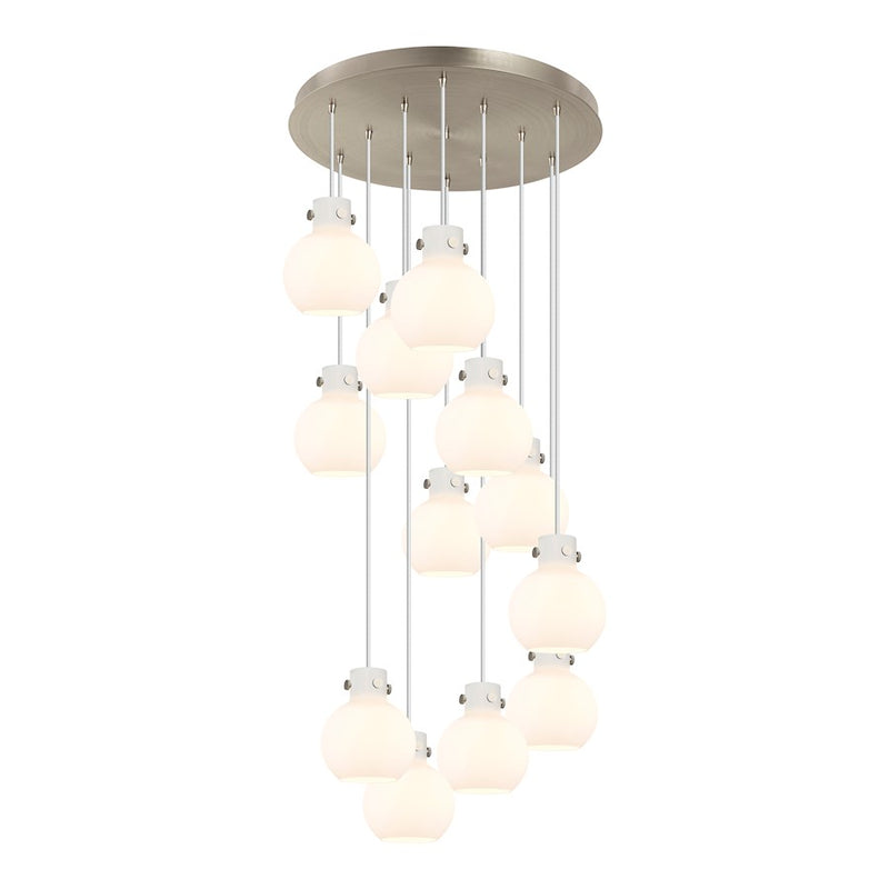Innovations Newton-S 12Lt 8" CM Pendant, 24" Cpy, SN/W - 126-410-1PS-SN-G410-8WH