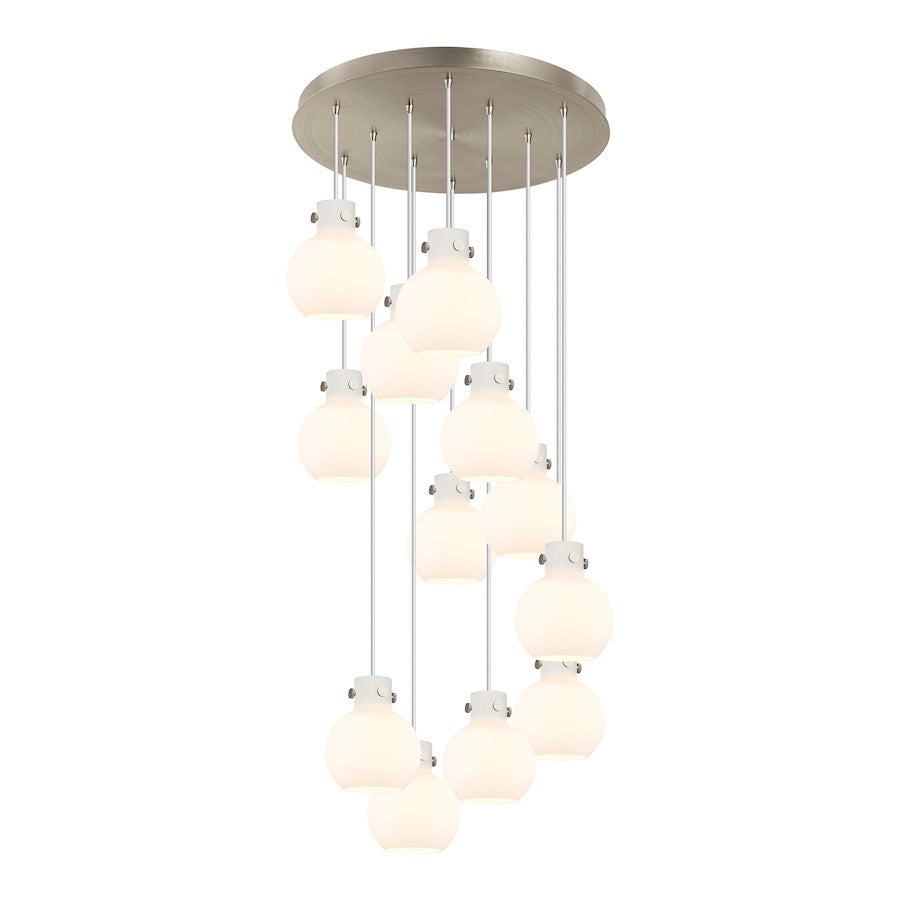 Innovations Newton-S 12Lt 8" CM Pendant, 24" Cpy, SN/W - 126-410-1PS-SN-G410-8WH