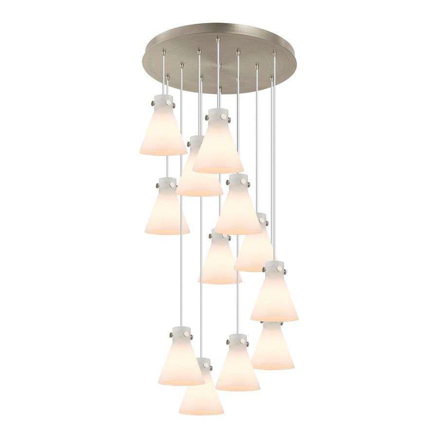 Innovations Newton-C 12Lt 8" CM Pendant, 24" Cpy, SN/W - 126-410-1PS-SN-G411-8WH