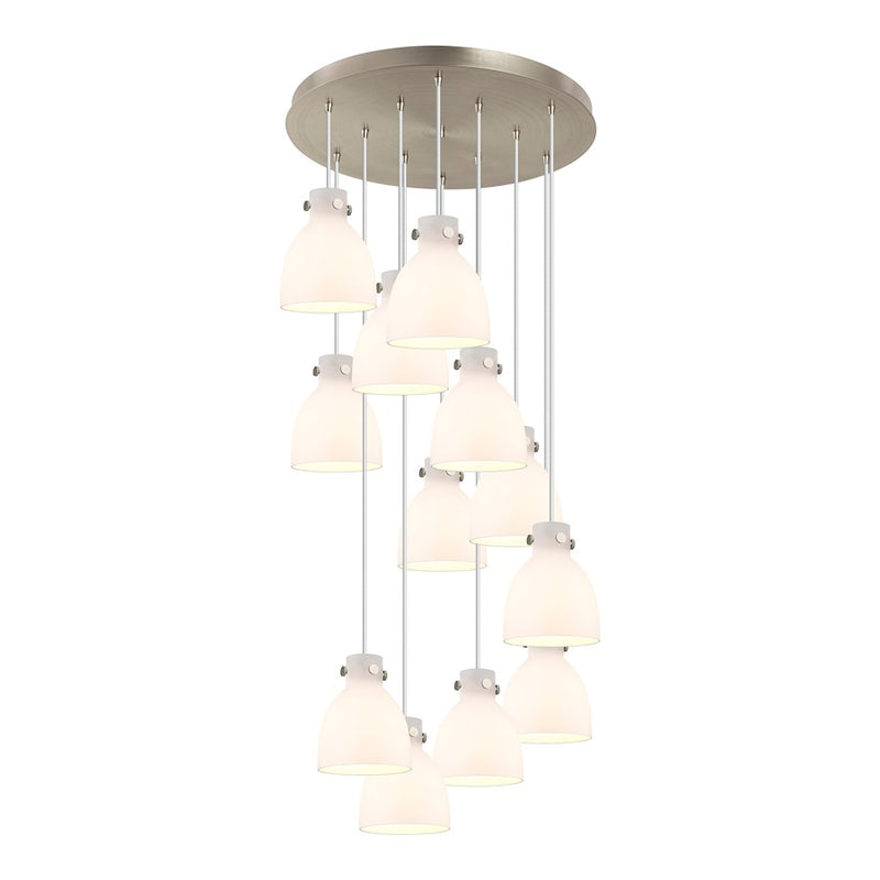 Innovations Newton-B 12Lt 8" CM Pendant, 24" Cpy, SN/W - 126-410-1PS-SN-G412-8WH