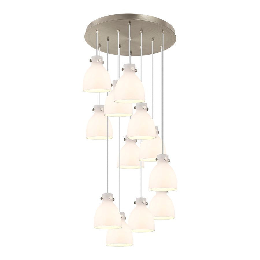 Innovations Newton-B 12Lt 8" CM Pendant, 24" Cpy, SN/W - 126-410-1PS-SN-G412-8WH