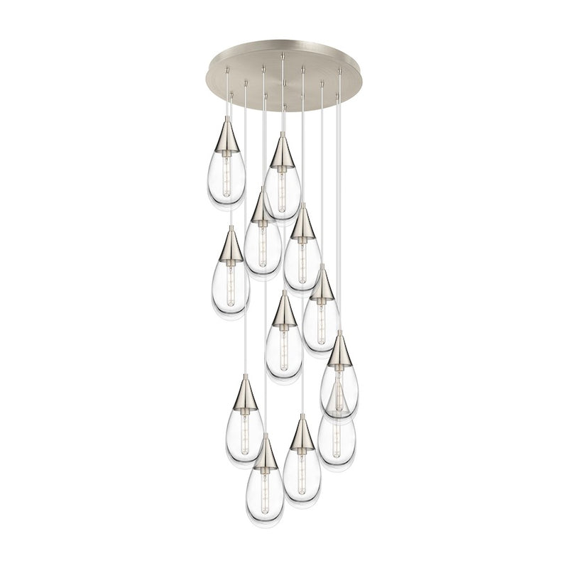 Innovations Malone 12Lt 6" CM Pendant, 24" Cpy, SN/CL - 126-450-1P-SN-G450-6CL