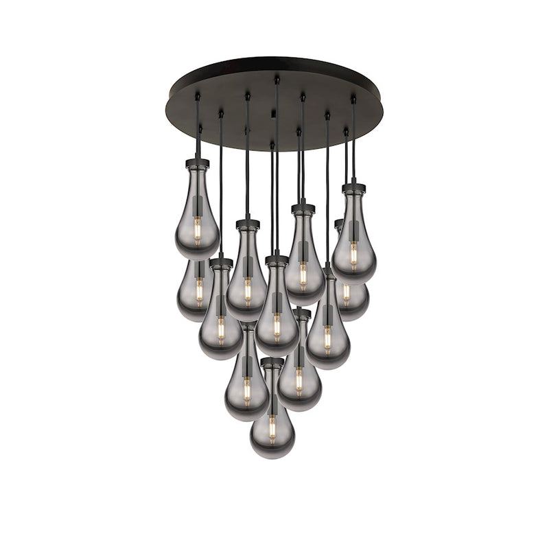 Innovations Owego 12Lt 5" CM Pendant, 24" Canopy, BK/SM - 126-451-1P-BK-G451-5SM