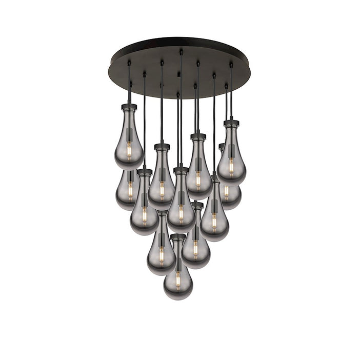 Innovations Owego 12Lt 5" CM Pendant, 24" Canopy, BK/SM - 126-451-1P-BK-G451-5SM