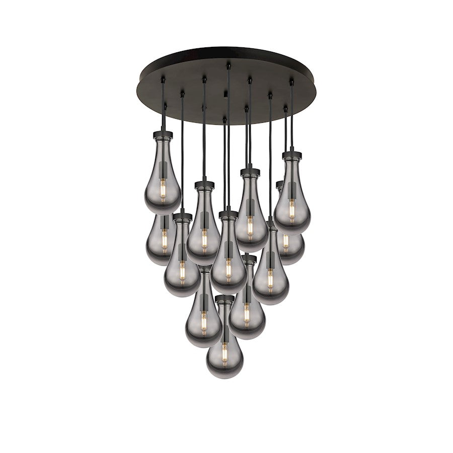 Innovations Owego 12Lt 5" CM Pendant, 24" Canopy, BK/SM - 126-451-1P-BK-G451-5SM